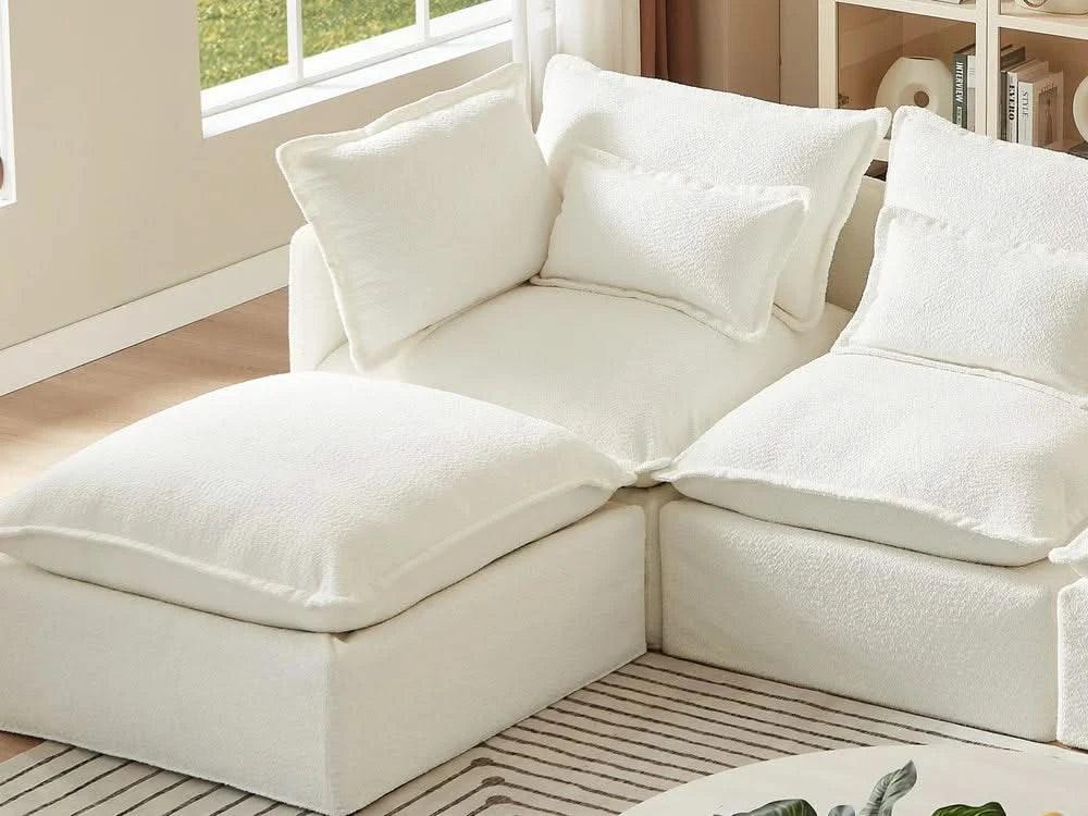 Lifely Modular 3 Seater U-Sectional - White Boucle