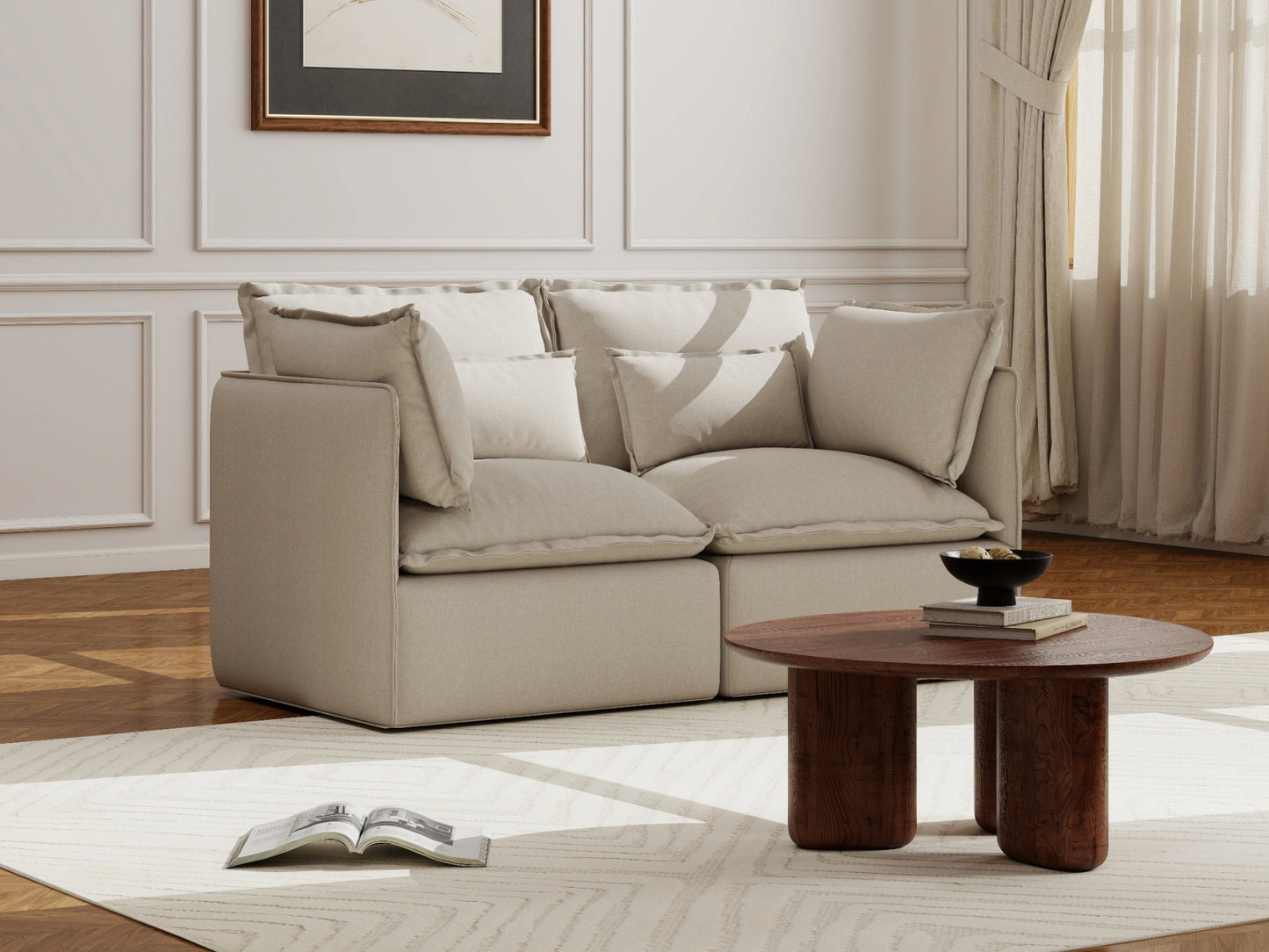 Lifely Modular 2 Seater Sofa - Linen Beige
