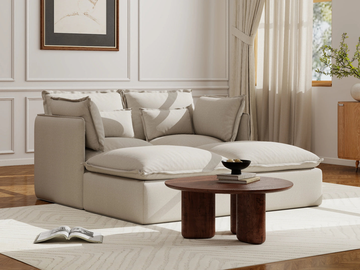 Lifely Modular 2 Seater Bed - Linen Beige