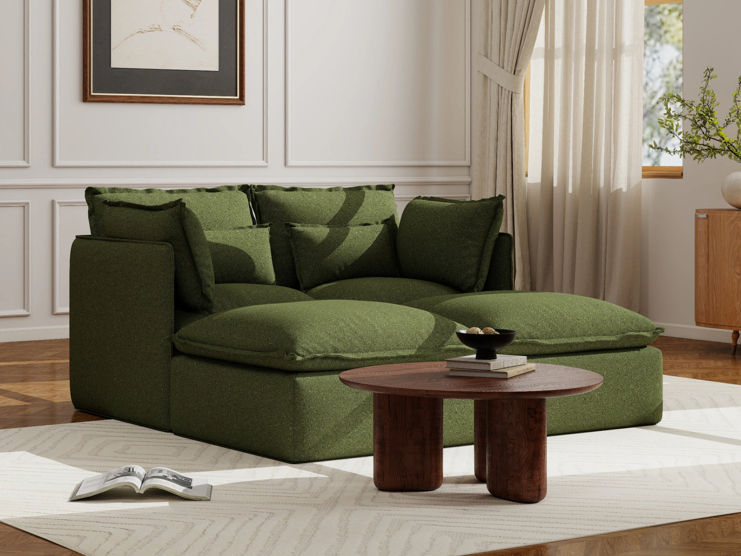 Lifely Modular 2 Seater Bed - Olive Green