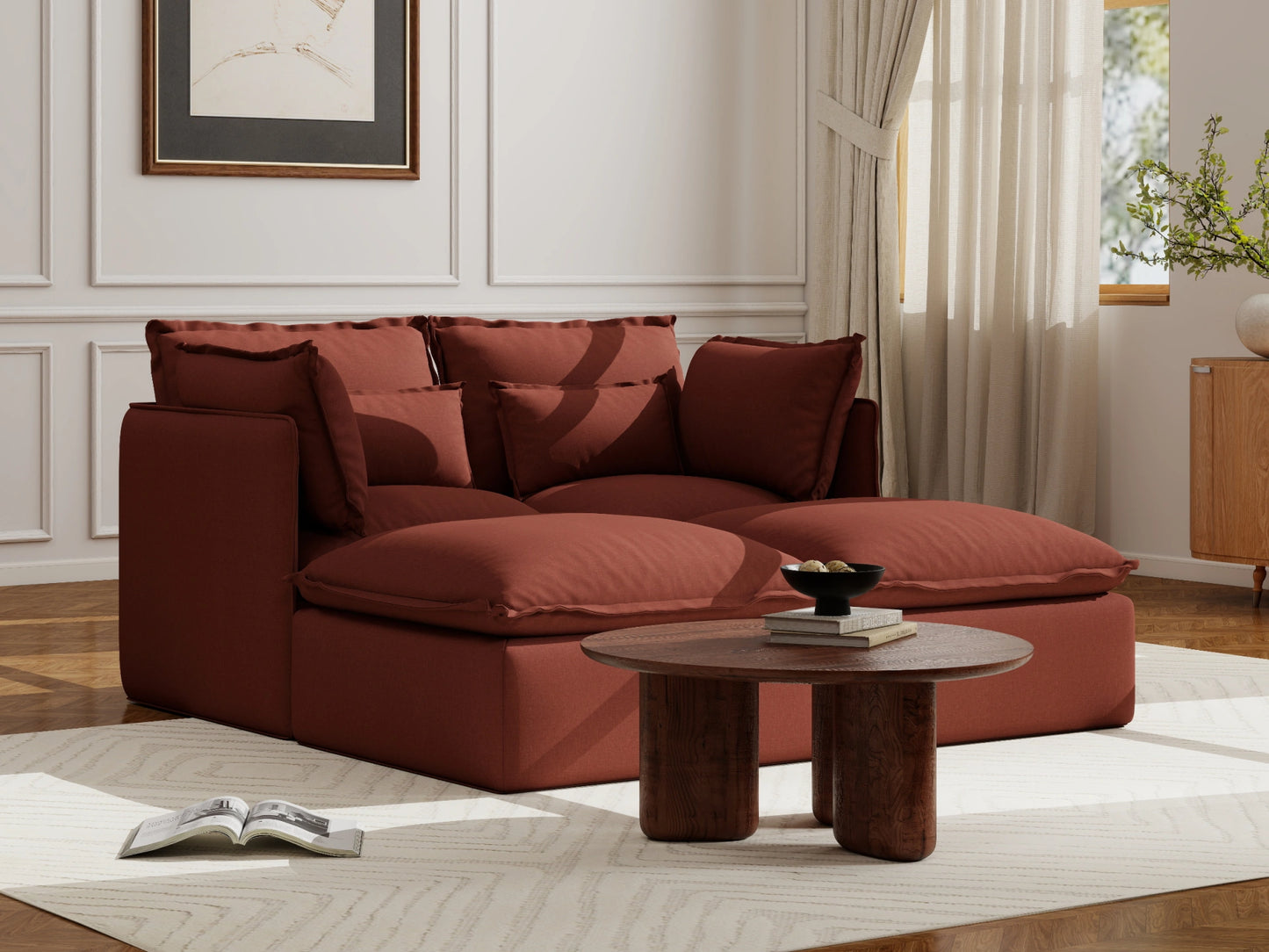 Lifely Modular 2 Seater Bed - Rust