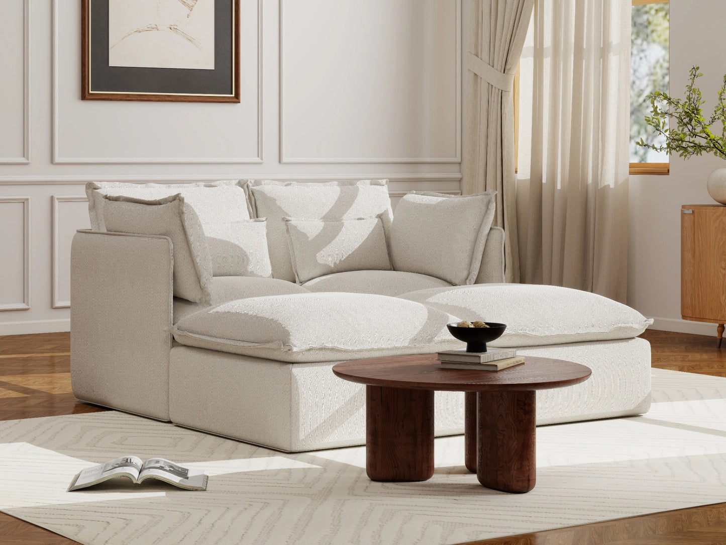Lifely Modular 2 Seater Bed - White Boucle