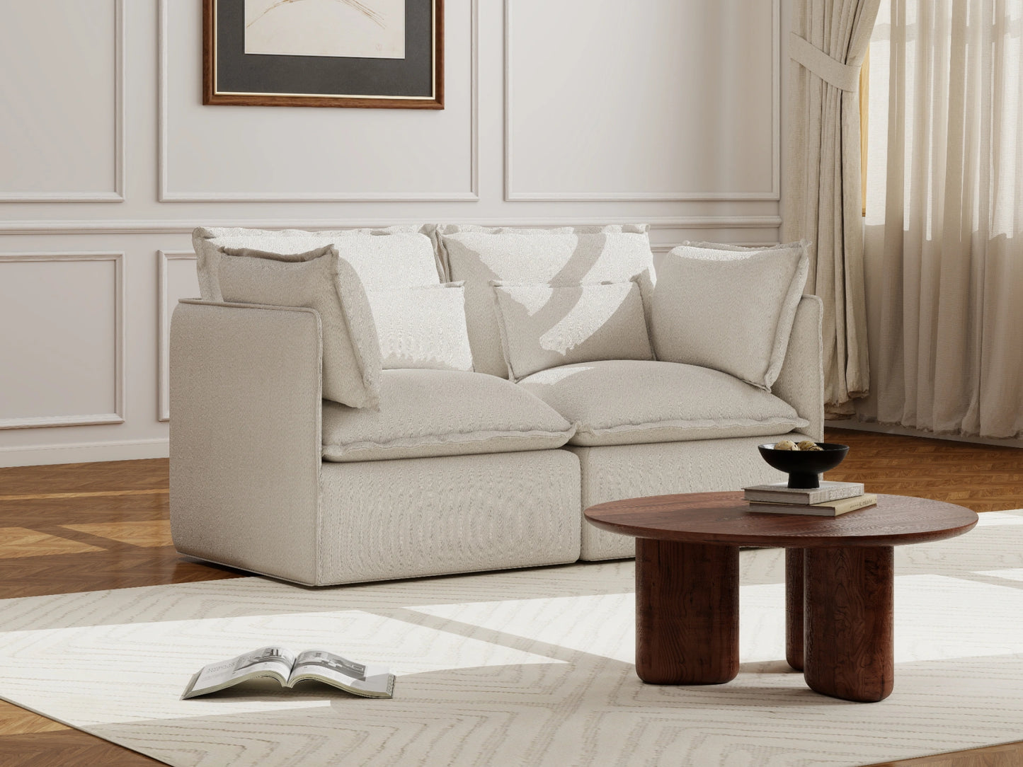 Lifely Modular 2 Seater Sofa - White Boucle