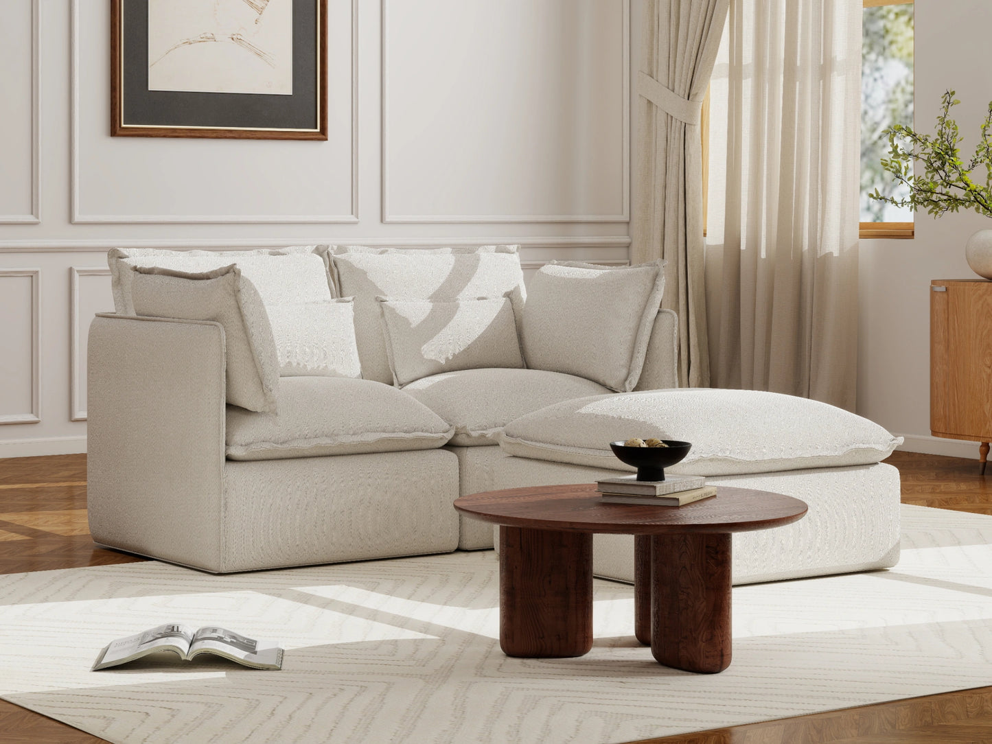 Lifely Modular 2 Seater Sofa - White Boucle