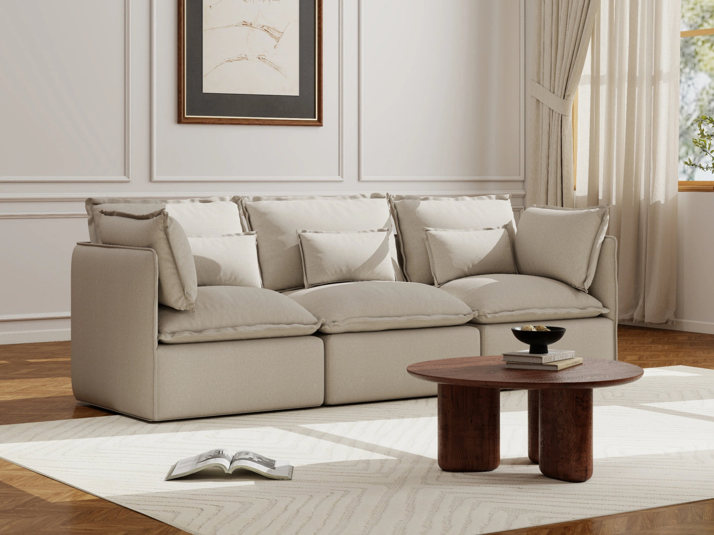 Lifely Modular 3 Seater Sofa - Linen Beige