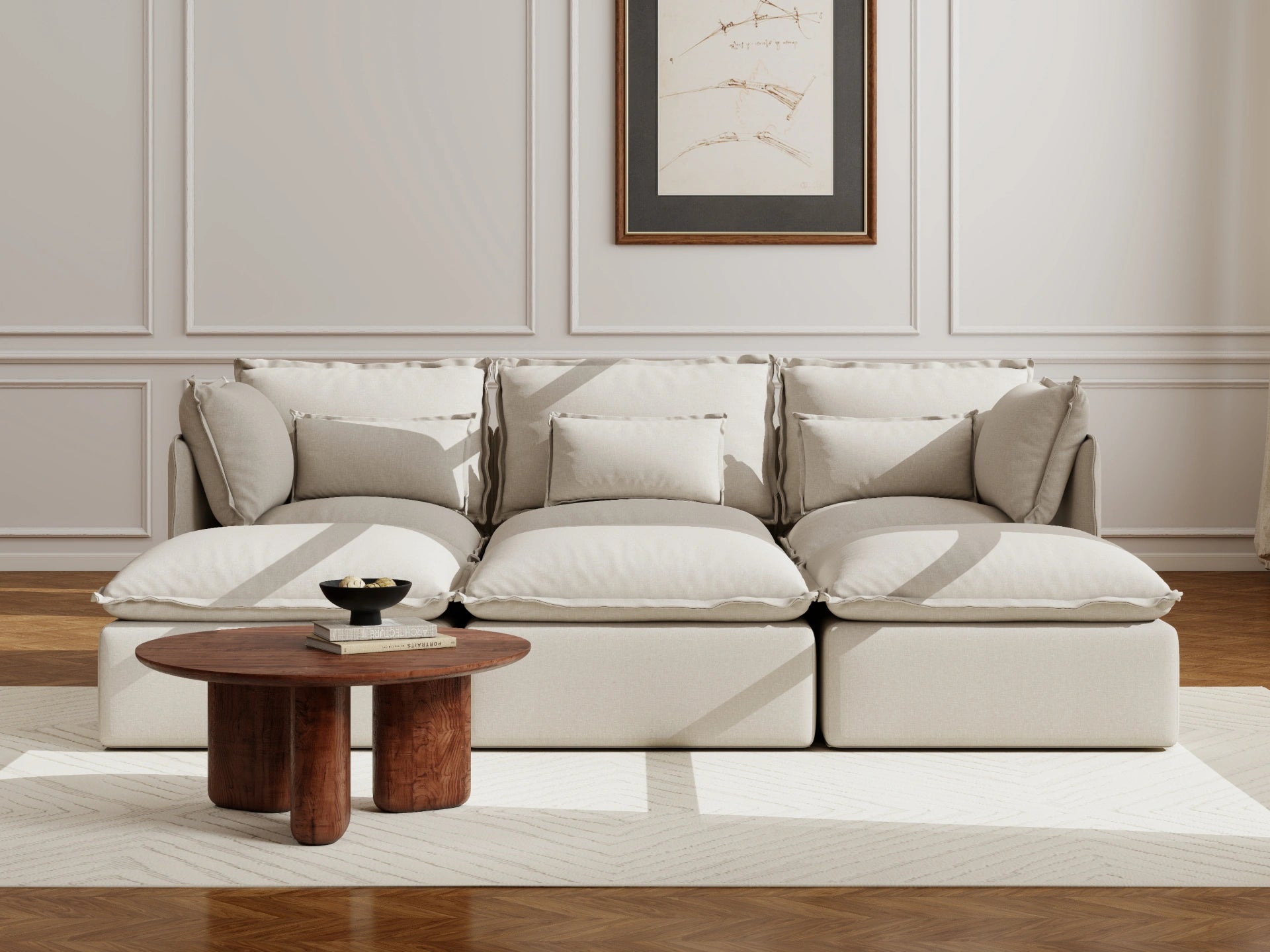 Lifely Modular 3 Seater Bed - Linen Beige