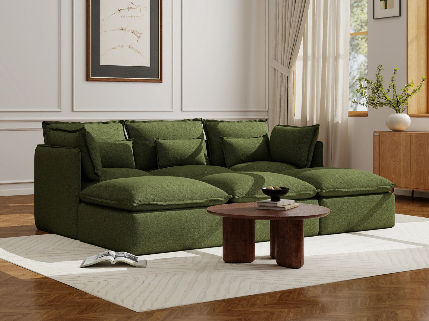 Lifely Modular 3 Seater Bed - Olive Green