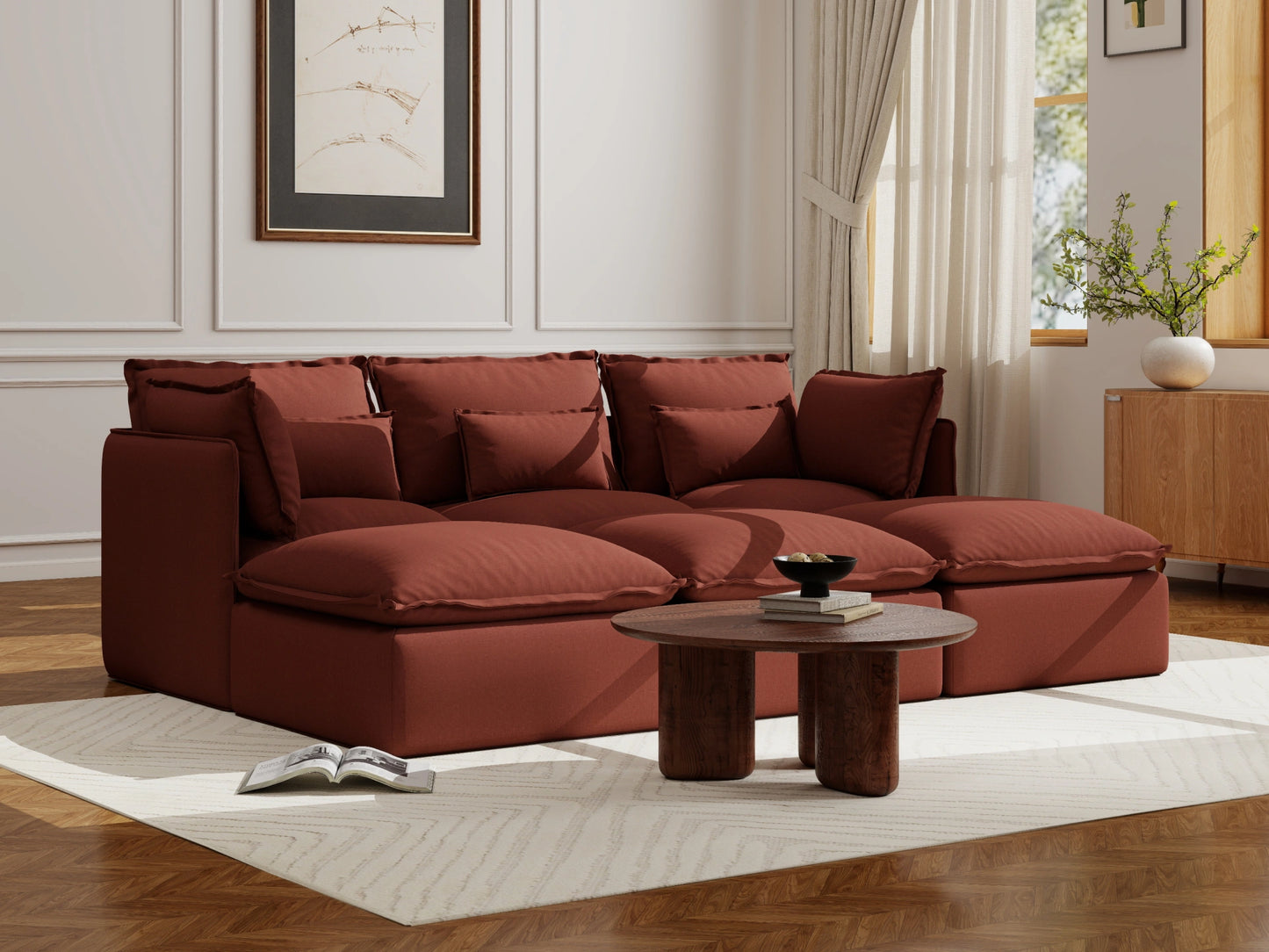 Lifely Modular 3 Seater Bed - Rust