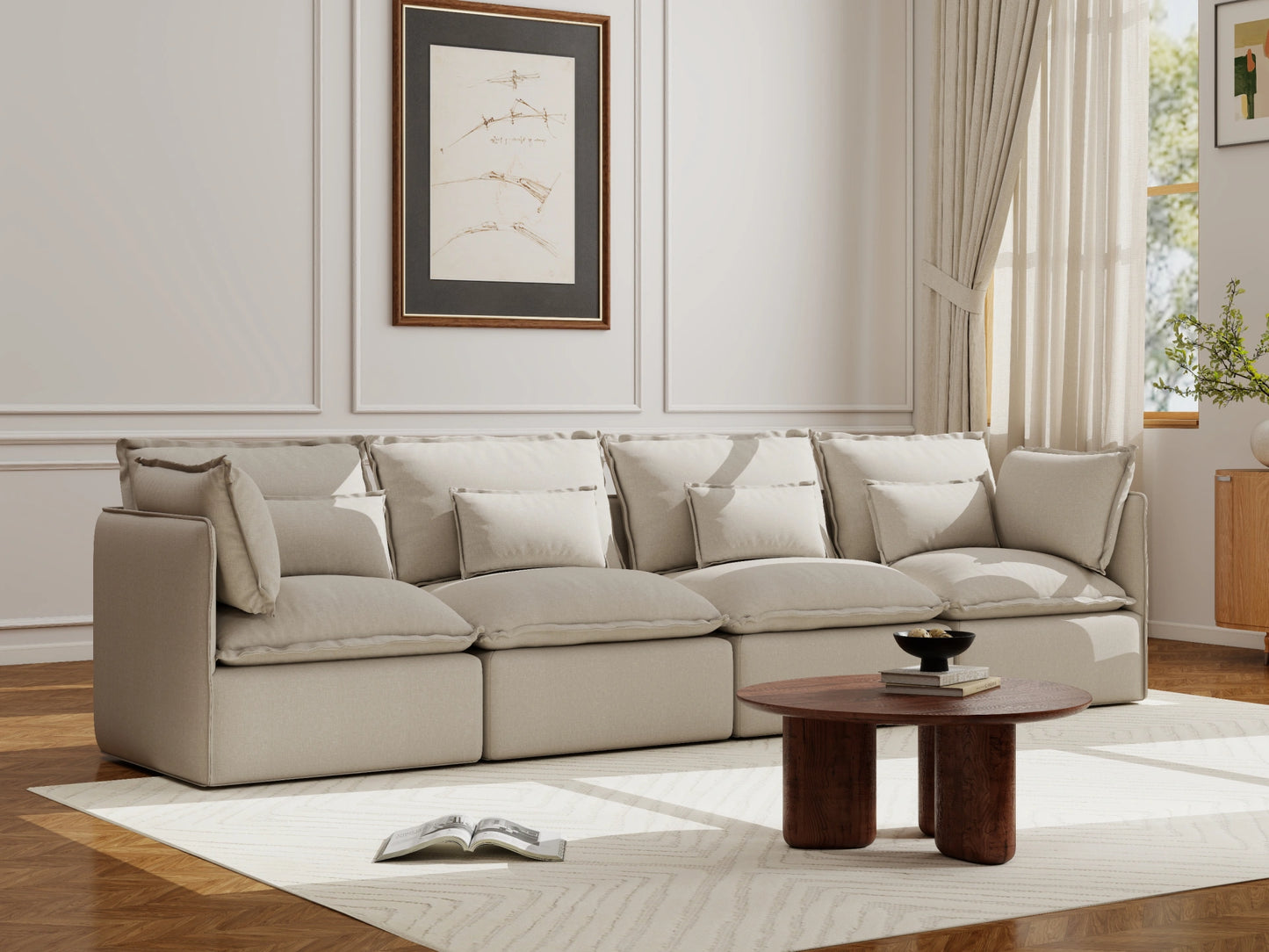 Lifely Modular 4 Seater Sofa - Linen Beige