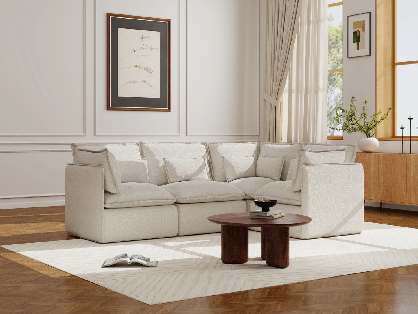 Lifely Modular 4 Seater Corner - White Boucle