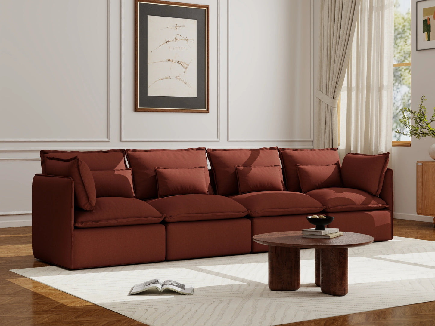 Lifely Modular 4 Seater Sofa - Rust