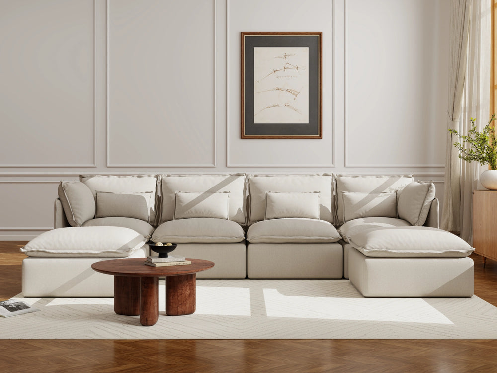Lifely Modular 4 Seater U-Sectional - Linen Beige
