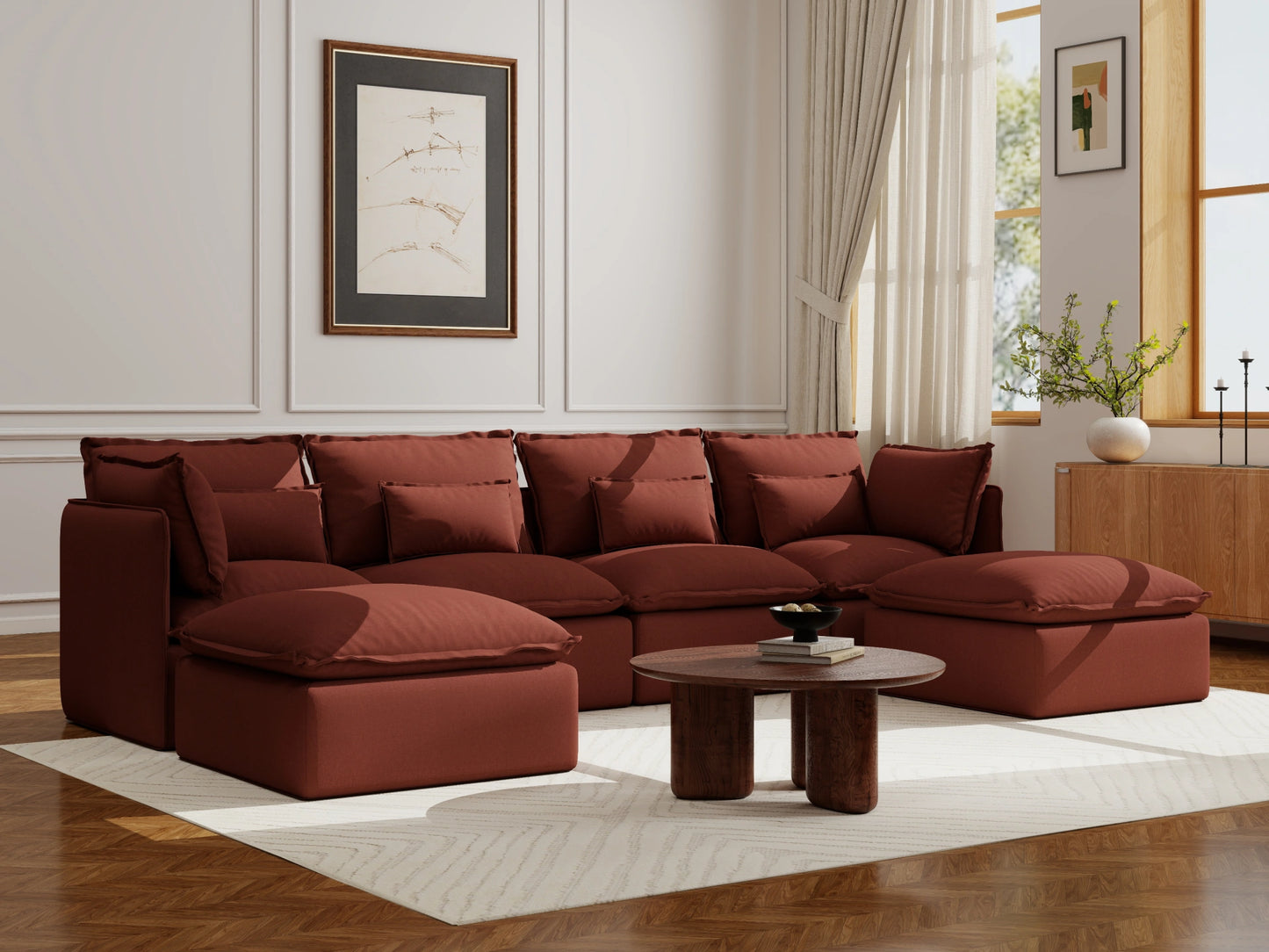 Lifely Modular 4 Seater U-Sectional - Rust