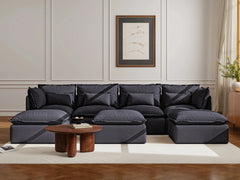 4 Seater / U-Sectional + Ottoman / Charcoal