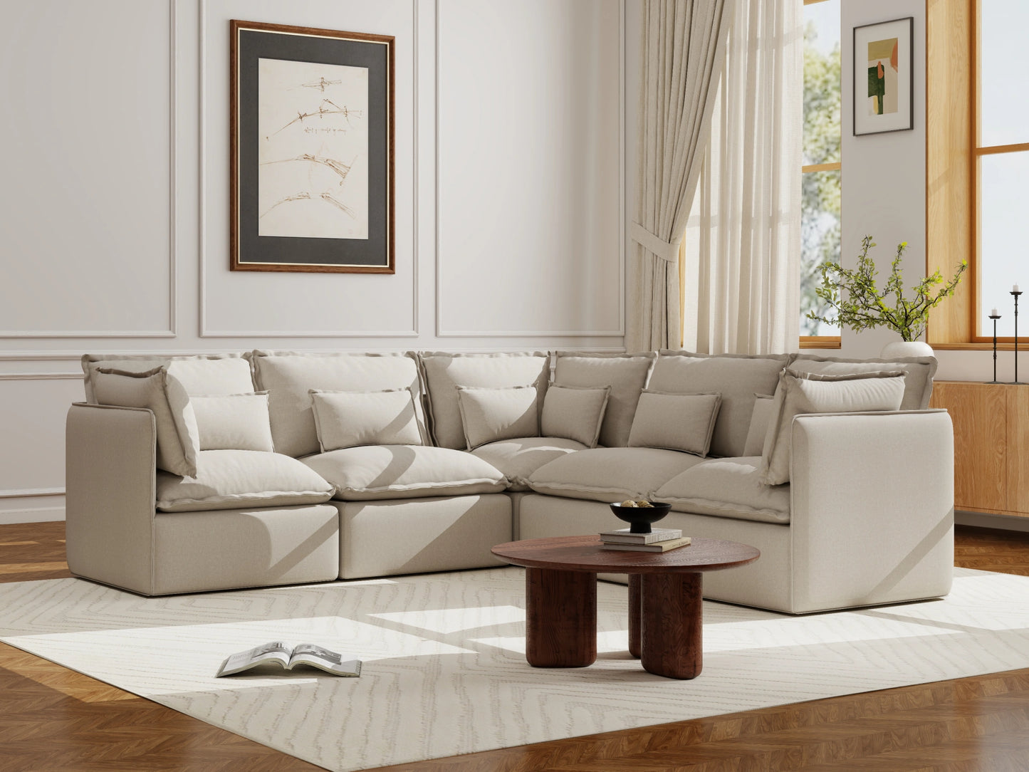 Lifely Modular 5 Seater Corner - Linen Beige