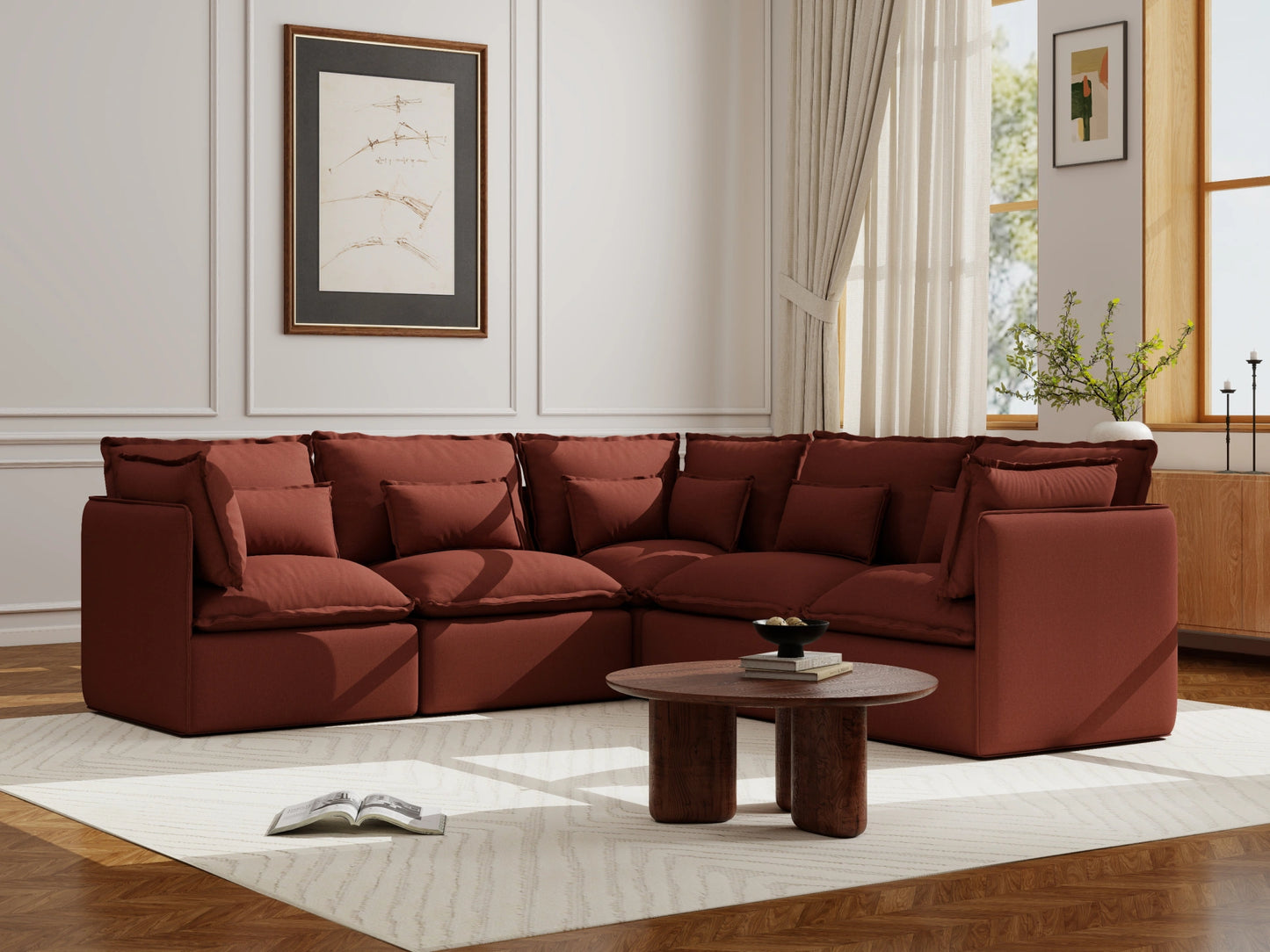 Lifely Modular 5 Seater Corner - Rust