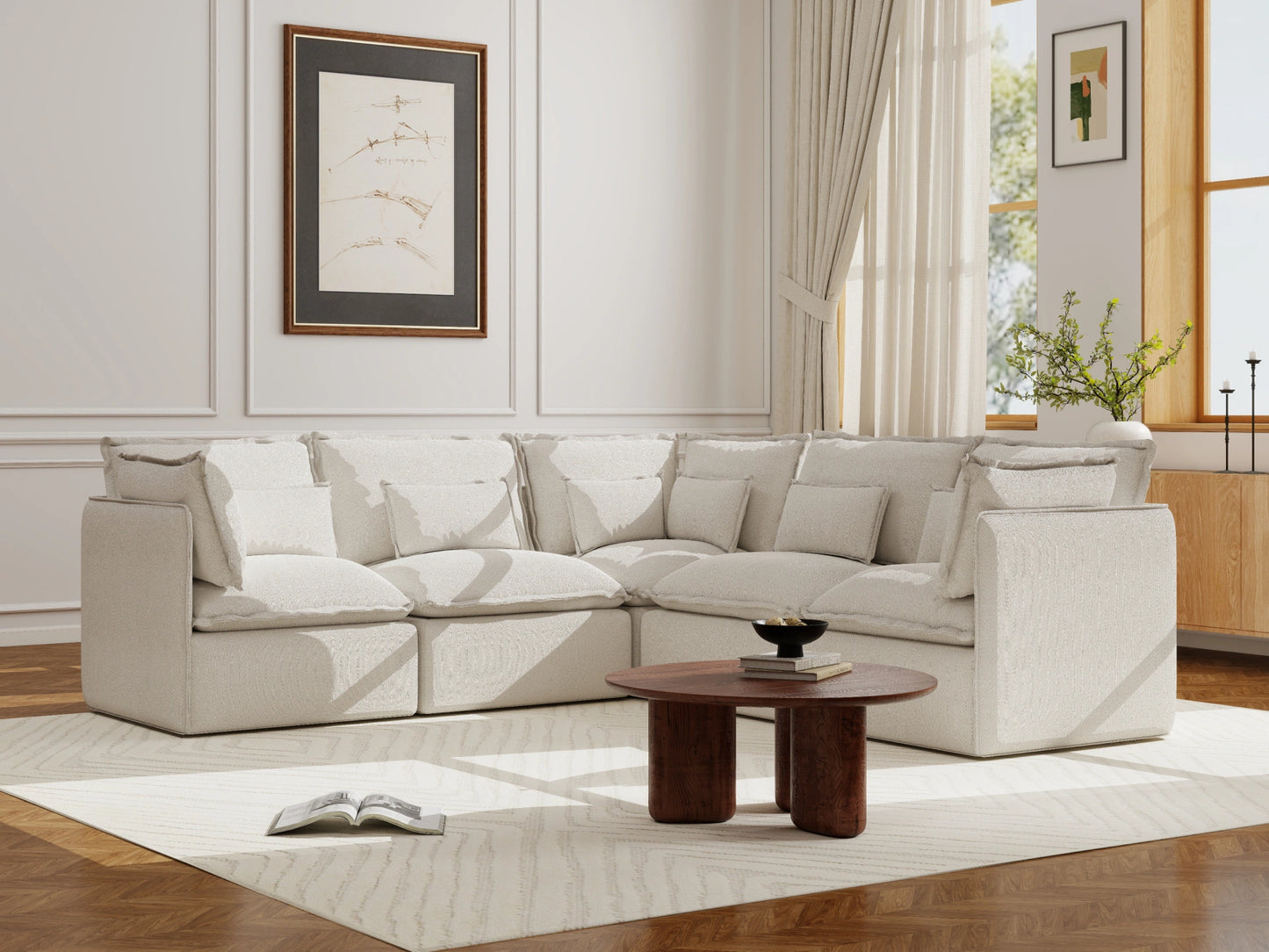 Lifely Modular 5 Seater Corner - White Boucle