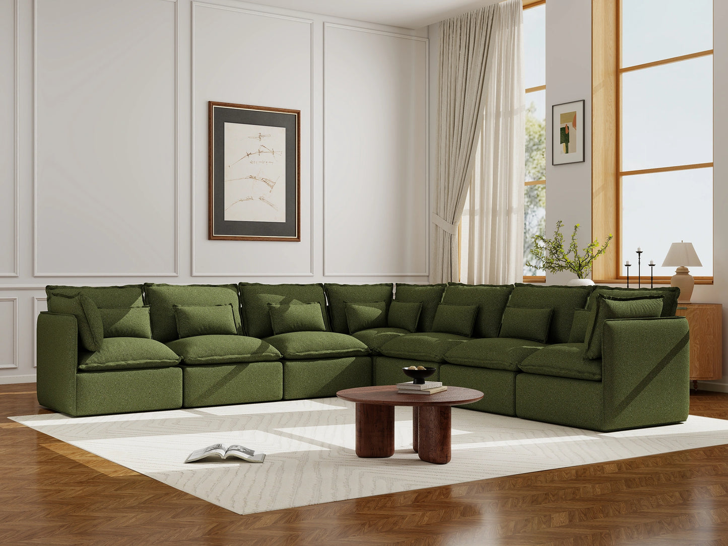 Lifely Modular 7 Seater Corner - Olive Green