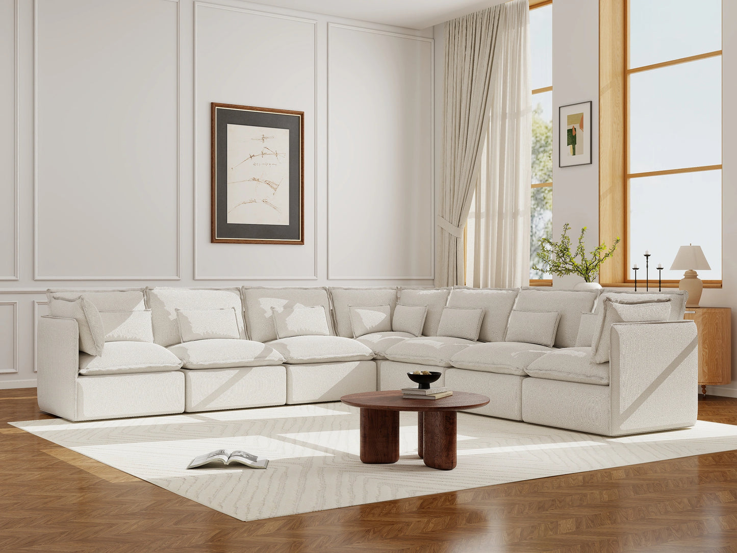 Lifely Modular 7 Seater Corner - White Boucle