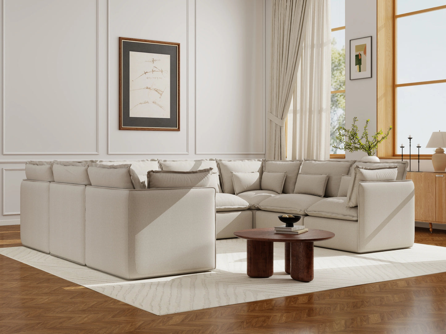 Lifely Modular 8 Seater U-Sectional - Linen Beige