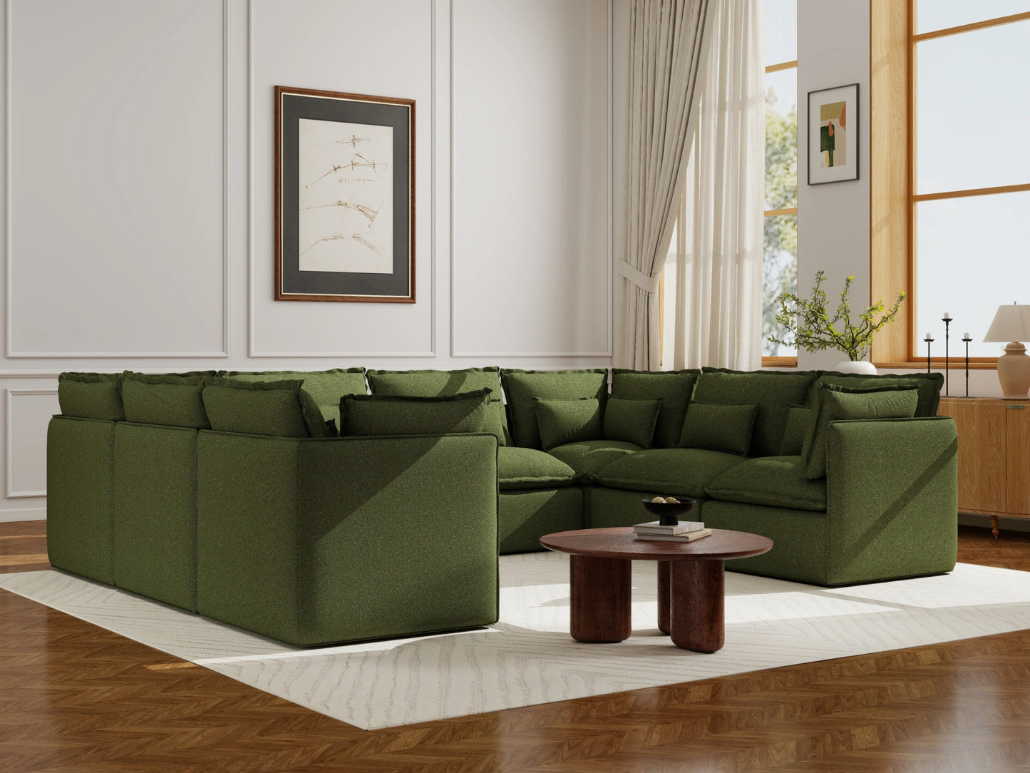 Lifely Modular 8 Seater U-Sectional - Olive Green