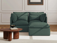 2 Seater / Sofa + Ottoman / Dark Green