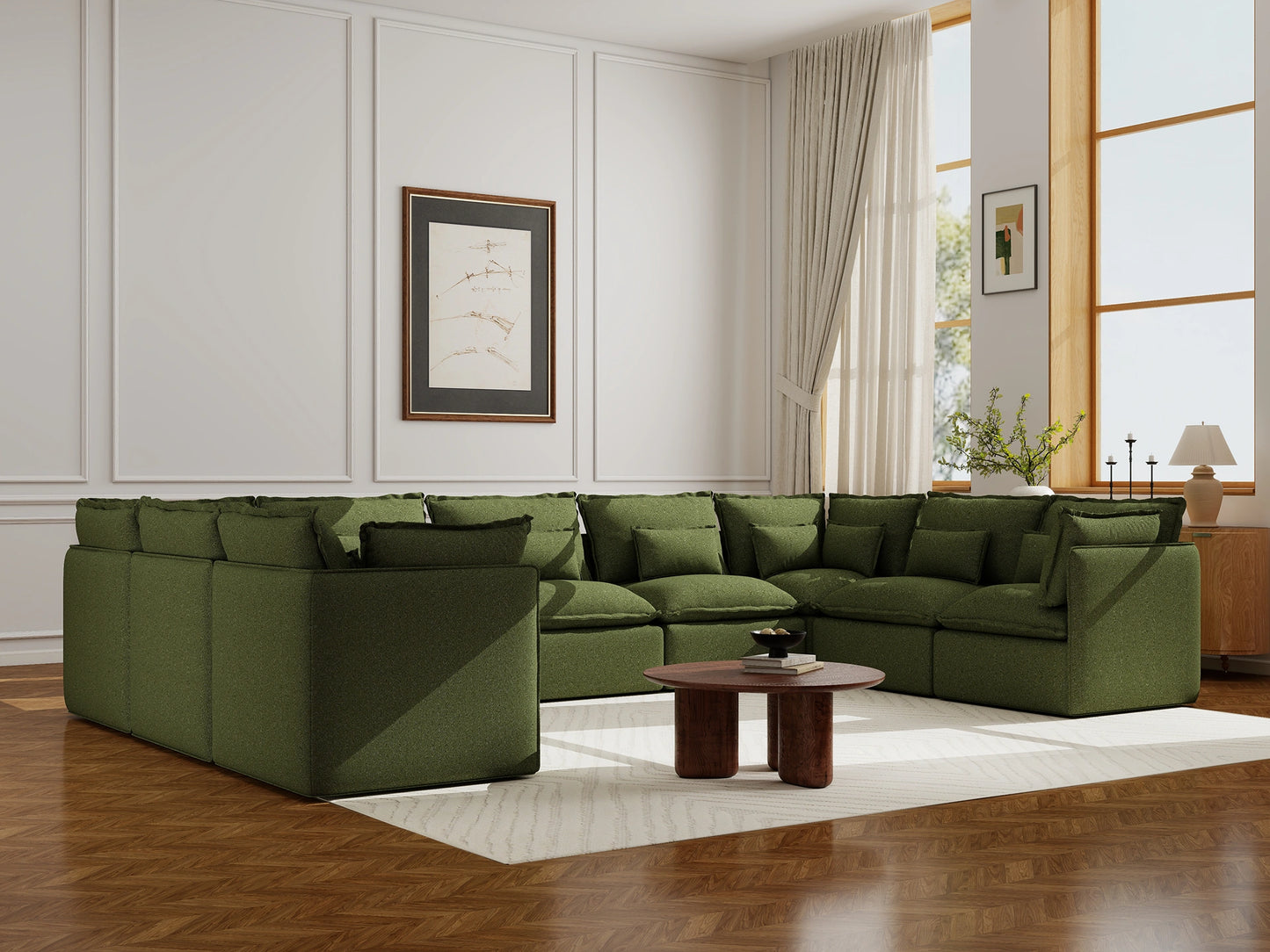 Lifely Modular 9 Seater U-Sectional - Olive Green