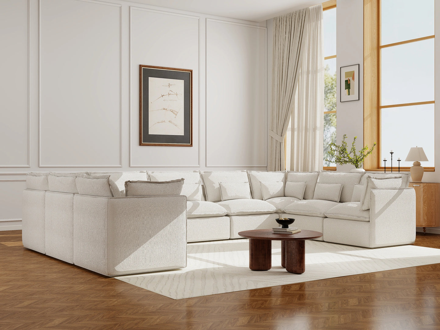 Lifely Modular 9 Seater U-Sectional - White Boucle