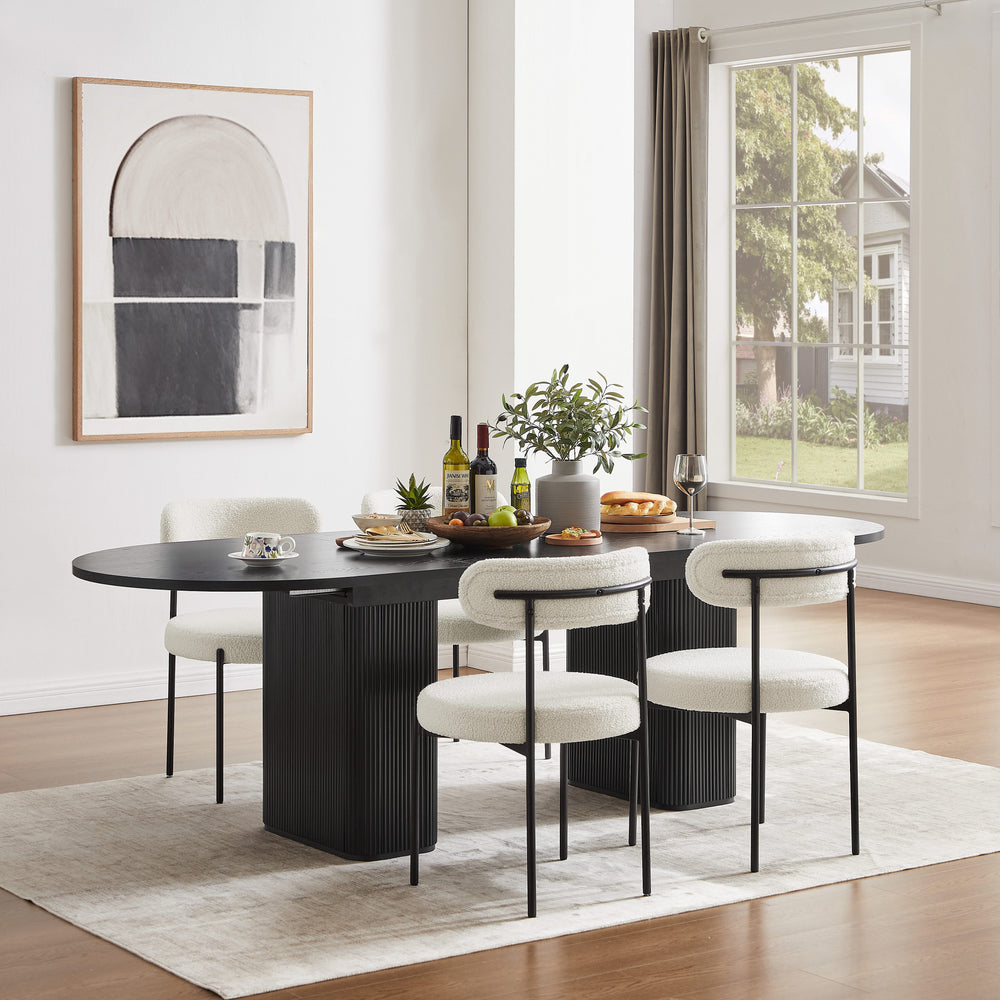 Tate 6/8/10 Seater Extendable Black Dining Table Set