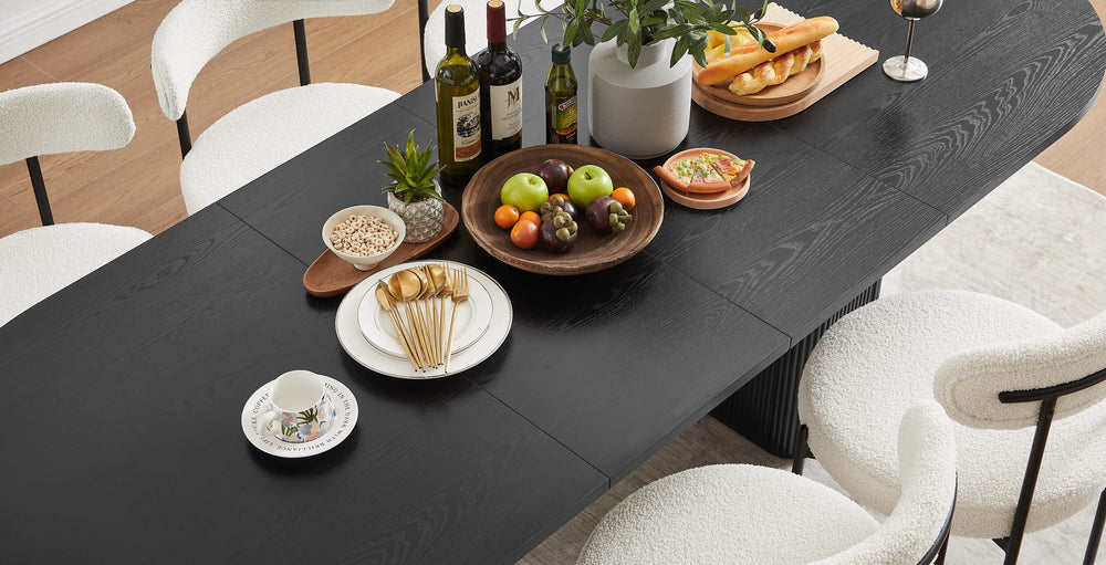 Tate 6/8/10 Seater Extendable Black Dining Table Set