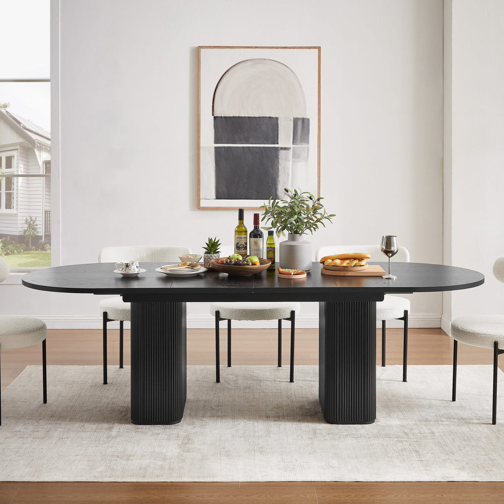 Tate 6/8/10 Seater Extendable Black Dining Table Set